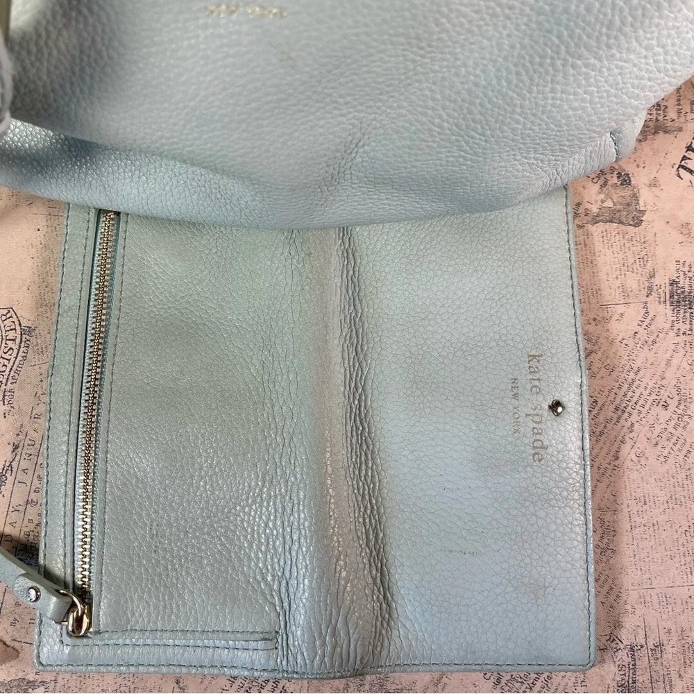 Kate Spade Tiffany blue shoulder / crossbody leather purse and wallet